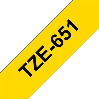   BROTHER szalag TZe-651, Sárga alapon Fekete, Laminált, 24mm  0.94", 8 méter