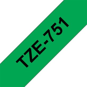   BROTHER szalag TZe-751, Zöld alapon Fekete, Laminált, 24mm  0.94", 8 méter