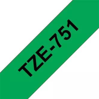   BROTHER szalag TZe-751, Zöld alapon Fekete, Laminált, 24mm  0.94", 8 méter