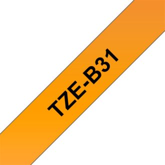   BROTHER szalag TZe-B31, Fluoreszkáló narancs alapon Fekete, Laminált, 12mm  0.47", 5 méter