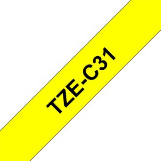   BROTHER szalag TZe-C31, Fluoreszkáló sárga alapon Fekete, Laminált, 12mm  0.47", 5 méter