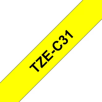   BROTHER szalag TZe-C31, Fluoreszkáló sárga alapon Fekete, Laminált, 12mm  0.47", 5 méter