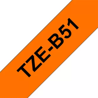   BROTHER szalag TZe-B51, Fluoreszkáló narancs alapon Fekete, Laminált, 24mm  0.94", 5 méter