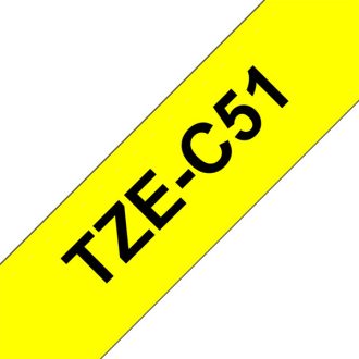   BROTHER szalag TZe-C51, Fluoreszkáló sárga alapon Fekete, Laminált, 24mm  0.94", 5 méter