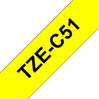   BROTHER szalag TZe-C51, Fluoreszkáló sárga alapon Fekete, Laminált, 24mm  0.94", 5 méter
