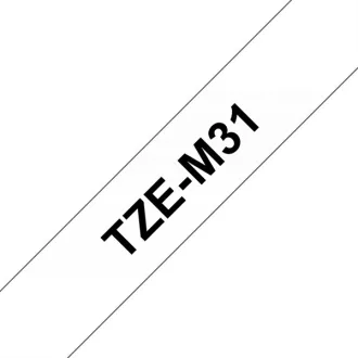   BROTHER szalag TZe-M31, Matt átlátszó alapon Fekete, Laminált, 12mm  0.47", 8 méter
