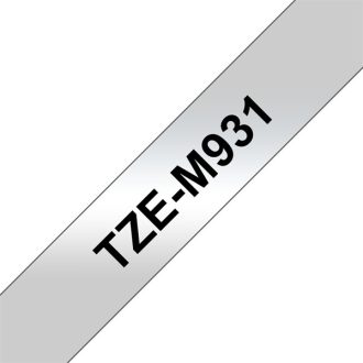   BROTHER szalag TZe-M931, Matt ezüst alapon Fekete, Laminált, 12mm  0.47", 8 méter