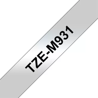   BROTHER szalag TZe-M931, Matt ezüst alapon Fekete, Laminált, 12mm  0.47", 8 méter