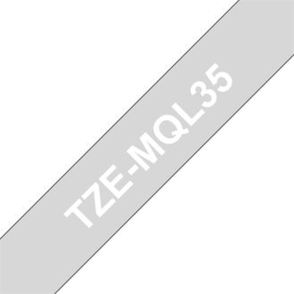   BROTHER szalag TZe-MQL35, Világos szürke alapon Fehér (matt), Laminált, 12mm  0.47", 5 méter