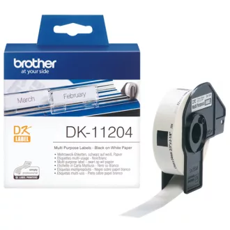   BROTHER Etikett címke DK-11204, 17mm x 54mm, Elővágott (stancolt), Fehér alapon fekete, 400 db