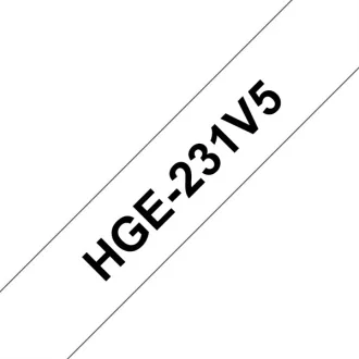   BROTHER szalag HGe-231, Fehér alapon Fekete, Nagy sebességű, 12mm  0.47", 8 méter, 5db/csomag