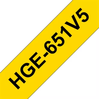   BROTHER szalag HGe-651, Sárga alapon Fekete, Nagy sebességű, 24mm  0.94", 8 méter, 5db/csomag