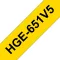 BROTHER szalag HGe-651, Sárga alapon Fekete, Nagy sebességű, 24mm  0.94", 8 méter, 5db/csomag