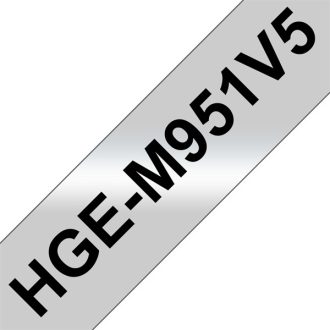   BROTHER szalag HGe-M951, Matt ezüst alapon Fekete, Nagy sebességű, 24mm  0.94", 8 méter, 5db/csomag