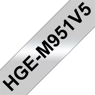   BROTHER szalag HGe-M951, Matt ezüst alapon Fekete, Nagy sebességű, 24mm  0.94", 8 méter, 5db/csomag