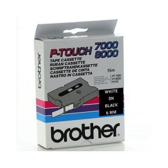   BROTHER szalag TX-315, Fekete alapon Fehér, Laminált, 6mm  0.23", 8 méter