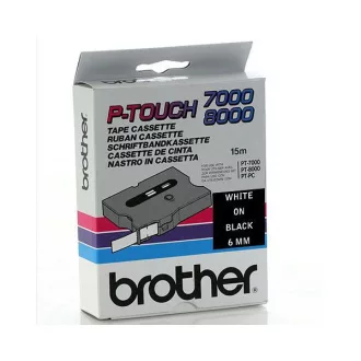   BROTHER szalag TX-315, Fekete alapon Fehér, Laminált, 6mm  0.23", 8 méter