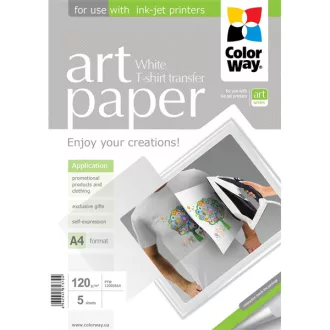   COLORWAY Fotópapír, pólóra vasalható (ART T-shirt transfer, white), 120 g/m2, A4, 5 lap