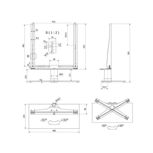 MULTIBRACKETS Motoros asztali állvány, M Motorized Tablestand Black Medium 400x400 (32-42", 30 kg)