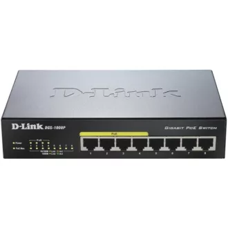   D-LINK Switch 8x1000Mbps (4xPOE) Menedzselhető Fémházas Asztali, DGS-1008P/E