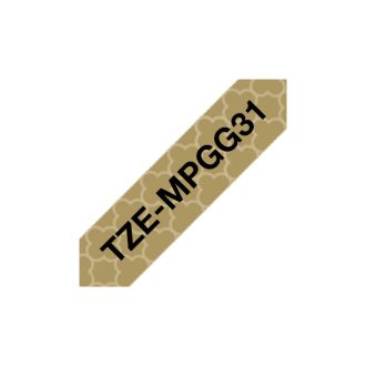   BROTHER szalag TZe-MPGG31, Arany mintás alapon Fekete, Laminált, 12mm  0.47", 4 méter