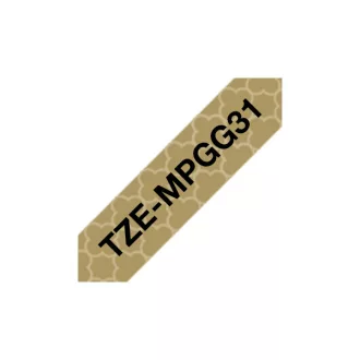   BROTHER szalag TZe-MPGG31, Arany mintás alapon Fekete, Laminált, 12mm  0.47", 4 méter