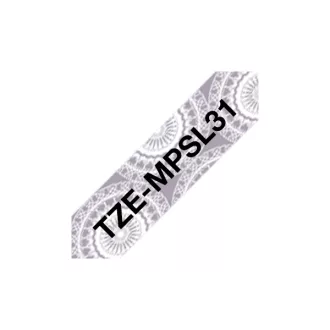  BROTHER szalag TZe-MPSL31, Ezüst mintás alapon Fekete, Laminált, 12mm  0.47", 4 méter