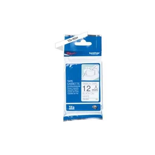 BROTHER Textil szalag TZe-R231, Fehér alapon Fekete, 12mm  0.47", 4 méter