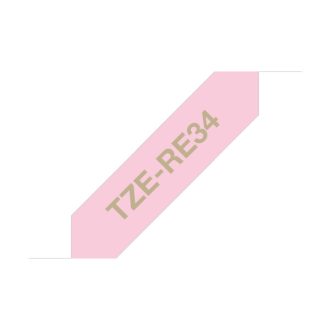  BROTHER Textil szalag TZe-RE34, Pink alapon Arany, 12mm  0.47", 4 méter