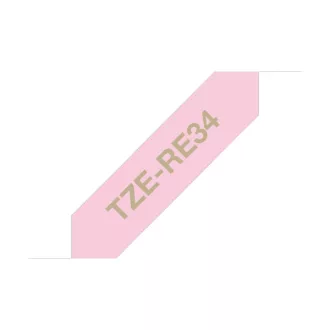   BROTHER Textil szalag TZe-RE34, Pink alapon Arany, 12mm  0.47", 4 méter