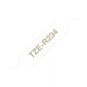  BROTHER Textil szalag TZe-R234, Fehér alapon Arany, 12mm  0.47", 4 méter