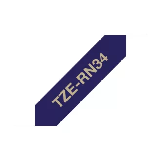   BROTHER Textil szalag TZe-RN34, Sötétkék alapon Arany, 12mm  0.47", 4 méter
