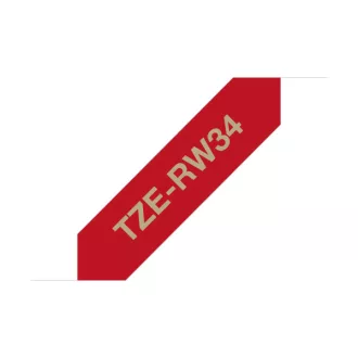  BROTHER Textil szalag TZe-RW34, Bordó alapon Arany, 12mm  0.47", 4 méter