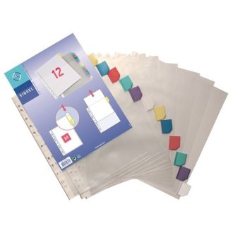   VIQUEL Genotherm, lefűzhető, jelölőfüles, A4, 90 mikron, víztiszta, 12 részes, VIQUEL