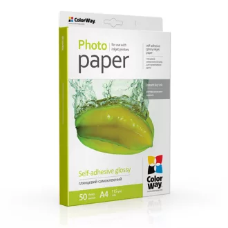   COLORWAY Fotópapír, fényes öntapadó (glossy self-adhesive), 115 - 80g/m2, A4, 50 lap