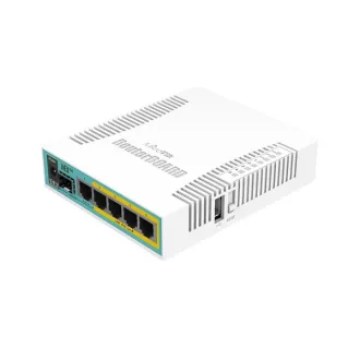   MIKROTIK Vezetékes Router hEX PoE 5x1000Mbps + 1x1000Mbps SFP, Beltéri, RB960PGS