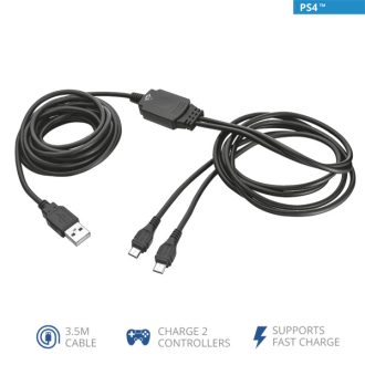   TRUST Kettős, töltő és játékhoz használható kábel 20165 (GXT 222 Duo Charge & Play Cable for PS4)