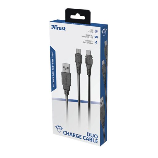 TRUST Kettős, töltő és játékhoz használható kábel 20165 (GXT 222 Duo Charge & Play Cable for PS4)