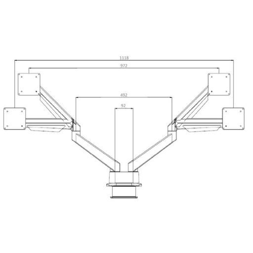 MULTIBRACKETS Gaslift asztali rögzítő kétkaros konzol, 15-32",  fehér