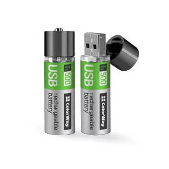   COLORWAY AA elem, CW-UB18650-03 Rechargeable Battery 18650 USB 1200 mAh 3.7V (2pcs.)