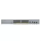 ZYXEL Switch 24x1000Mbps (24xPOE) + 2xGigabit kombó SFP Menedzselhető Rackes, GS1350-26HP-EU0101F