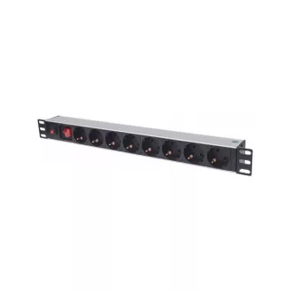 INTELLINET PDU 8x SCHUKO 19" 1U 3m kapcsolós Fekete