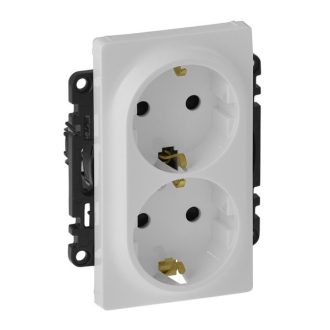   LEGRAND Valena Life 2x2P+F csatlakozóaljzat,gyermekvéd., egybeépített burkolat, keret nélkül, rugós vezetékbekötés,fehér