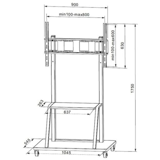 TECHLY ICA-TR30 gurulós padlóállvány 55-100" LED/LCD kijelzőkhöz
