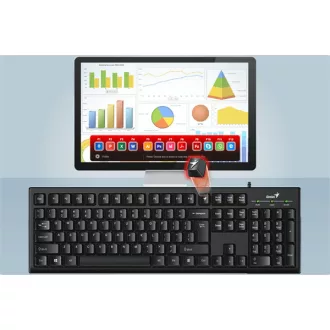   GENIUS Vezetékes Billentyűzet KB-100 SMART Programozható USB HUN Fekete