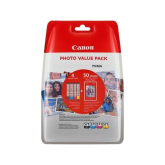   CANON Tintapatron  CLI-571XLKIT multipack, Pixma MG 5700, 6800, 7700 nyomtatókhoz, b+c+m+y, + PP201 (50lap 10x15) papír