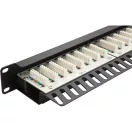 EXCEL Patch Panel Cat.6 UTP 24 portos 1U, fekete - felül szerelhető