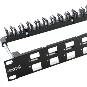 EXCEL Patch Panel Döntött moduláris 24 portos 1U, fekete