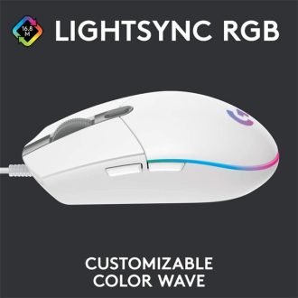   LOGITECH Egér - G203 Lightsync RGB Vezetékes Gaming, Fehér