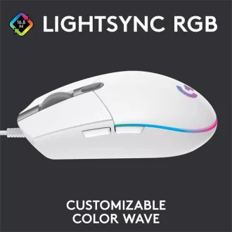   LOGITECH Egér - G203 Lightsync RGB Vezetékes Gaming, Fehér